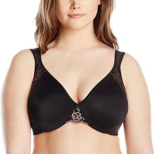 WONDERBRA Plus Style No Poke Underwire black lace Bra size 46C B067